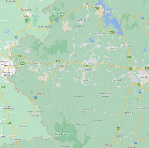 Toowoomba and Ipswich Map 500 x 495